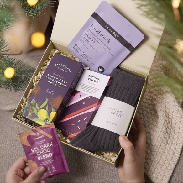 Christmas gift ideas for women including scarves, books, candles, and tea gift sets