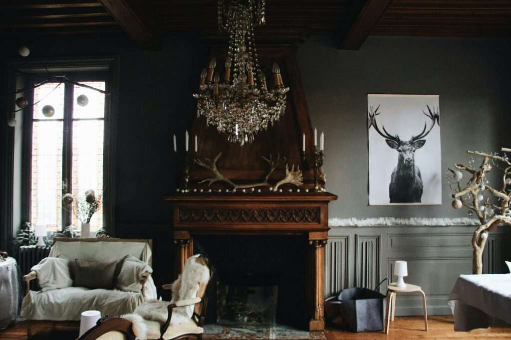 french country living room rustic elegant interior