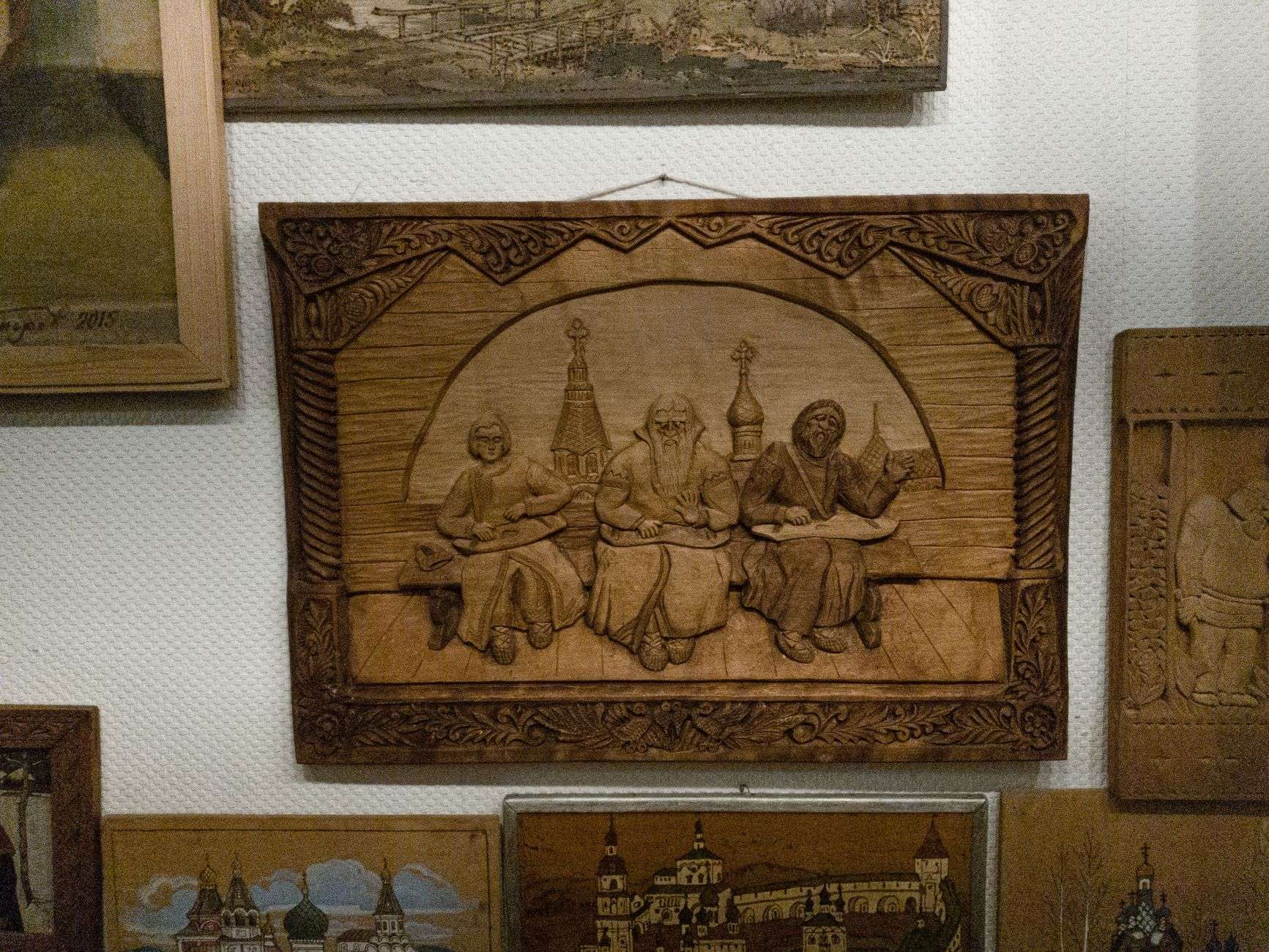 Carved wood wall art